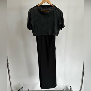 AllSaints benno tee slip midi dress